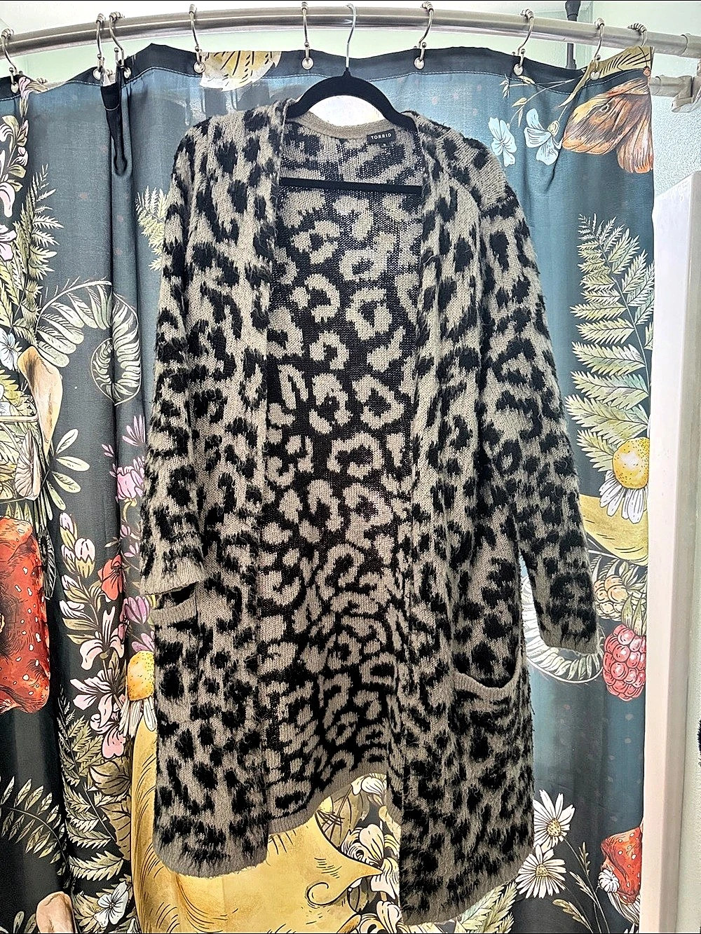 Torrid Leopard Print Cardigan in Gray & Black